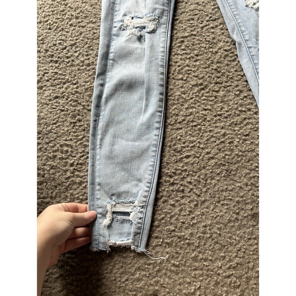 American Eagle Distressed Skinny Jeans Size 4 Regular Light Wash Next Level Stre - Picture 2 of 7